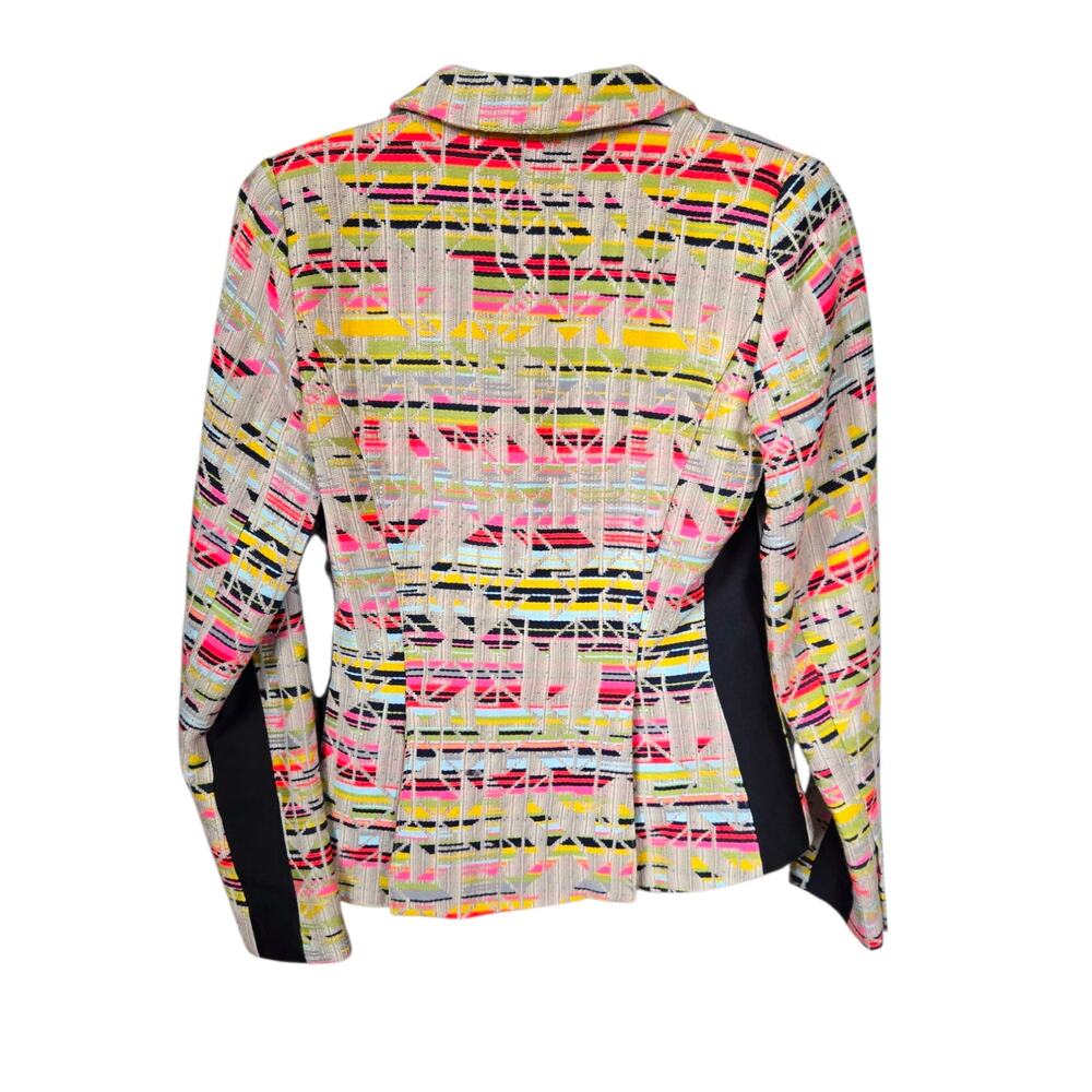 Smythe Tuxedo Stripe Multicolor Tribal Jacquard Blazer Size 4 - Picture 5 of 8
